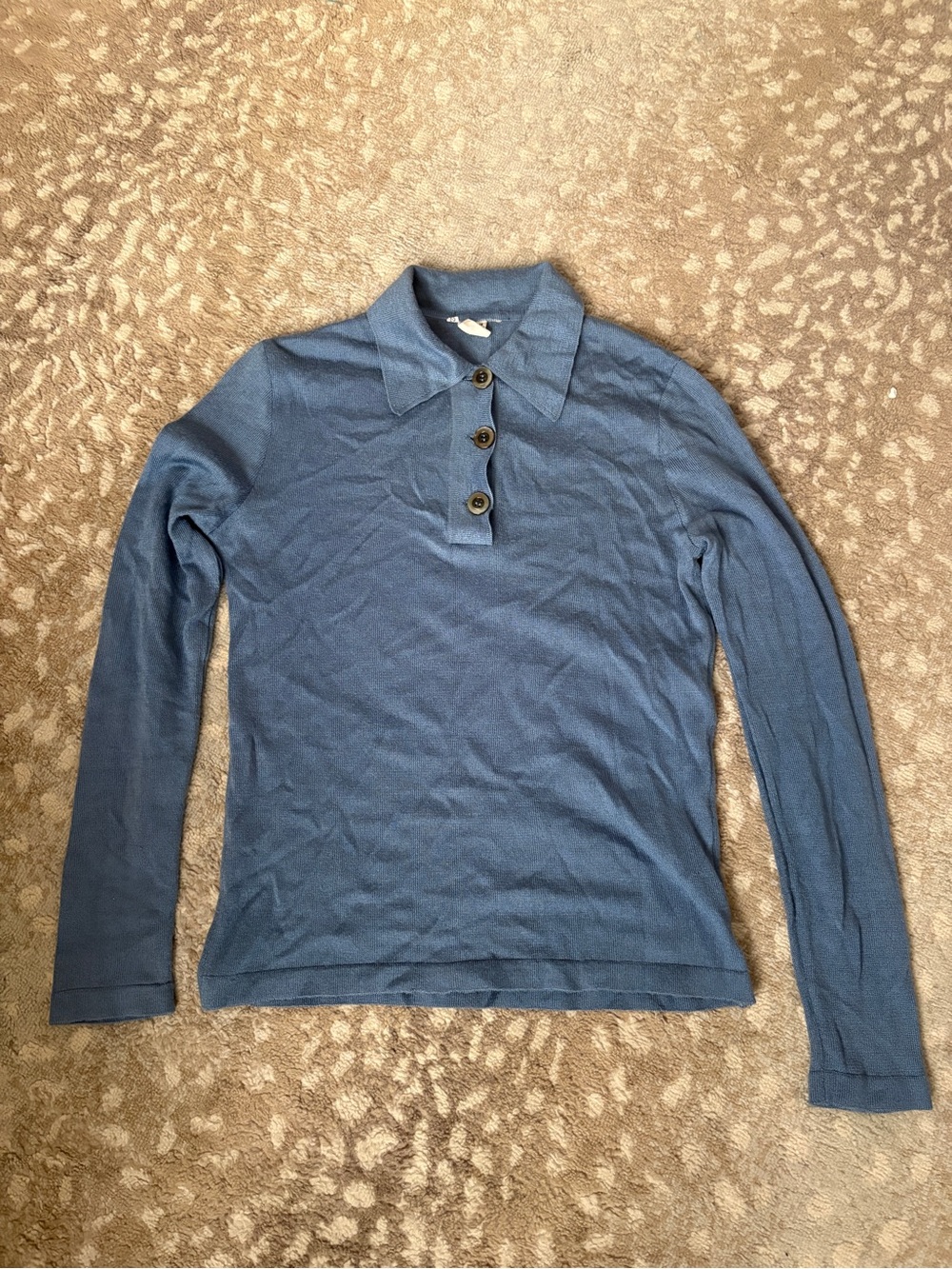 Vintage blue collared wool sweater button up